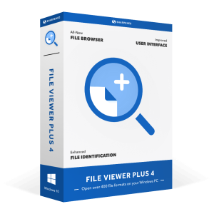 Version 1: A screenshot of File Viewer Plus 4 software interface with the text "File Viewer Plus Crack" displayed on the screen.