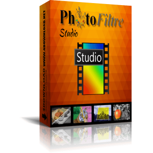 1. PhotoFiltre Studio software box featuring sleek design and logo.