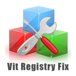 1. Logo of Vit Registry Fix, featuring a stylized letter "V" in blue and green colors.