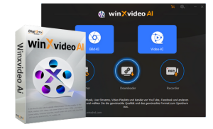 Version 1: "Screenshot of Winxvideo AI v1.0.0.0 interface showcasing advanced video editing features."