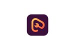 A dark purple square app icon features an abstract, gradient orange and yellow design of a stylized wrench forming the shape of a lowercase letter "p" inside the square.