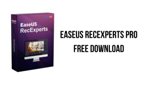 A purple box containing EaseUS RecExperts software is on the left side of the image. The text "EaseUS RecExperts Pro Free Download" appears on the right side in bold black letters on a white background, courtesy of AppDoze.