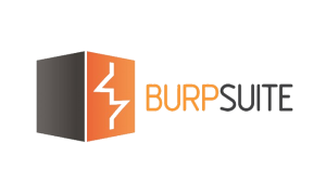 Logo of Burp Suite Professional. The image features a three-dimensional box divided into two colors, black on the left and orange on the right, with a zigzag line in the middle. To the right of the box, the text "BURP SUITE" is written, with "BURP" in orange and "SUITE" in black.