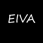 A black background with the word "EIVA" written in white, all-caps, handwritten-style letters, reminiscent of the EIVA NaviScan logo.