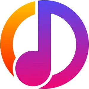 A circular logo blends vivid gradients of orange, purple, and pink. The design features a stylized musical note centrally placed, with the note's stem forming part of the circle's outline, creating a seamless and dynamic visual reminiscent of the Pazu Deezer Music Converter aesthetic.